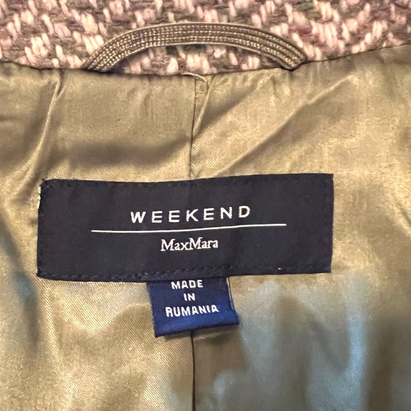 Weekend Max Mara Wool Tweed Blazer Jacket Herringbone Tailored Fitted Size 2 - Picture 3 of 16